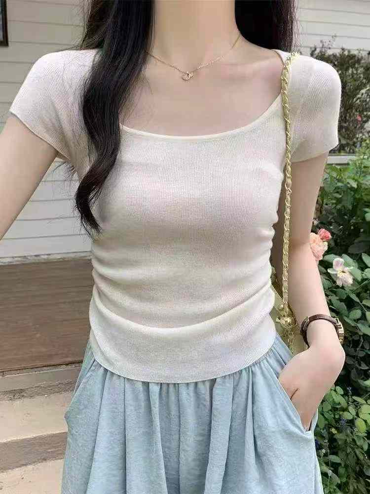 Summer New Solid Waist-slimming Knit T-shirt, 420 Pieces - Image 6