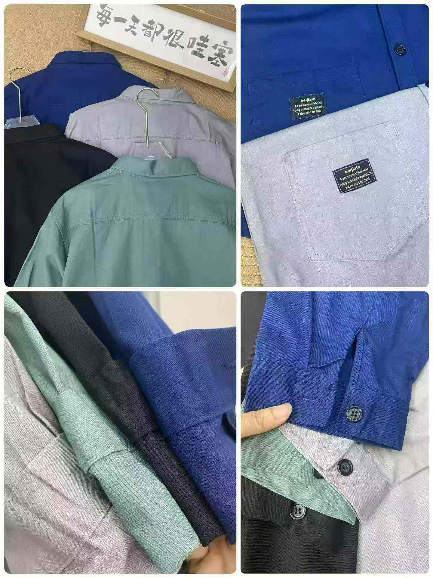 Kemeja Cargo Lengan 3/4 Pria Katun Gaya Korea Musim Panas 670 Potong - Image 7