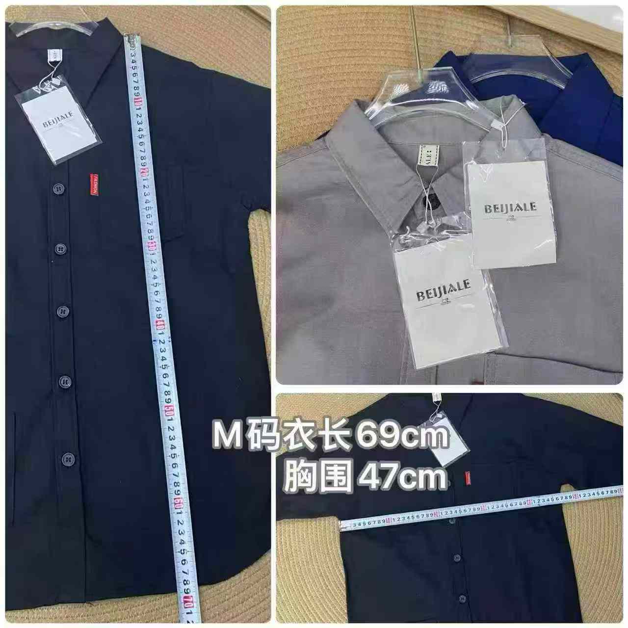 Kemeja Cargo Lengan 3/4 Pria Katun Gaya Korea Musim Panas 670 Potong - Image 9