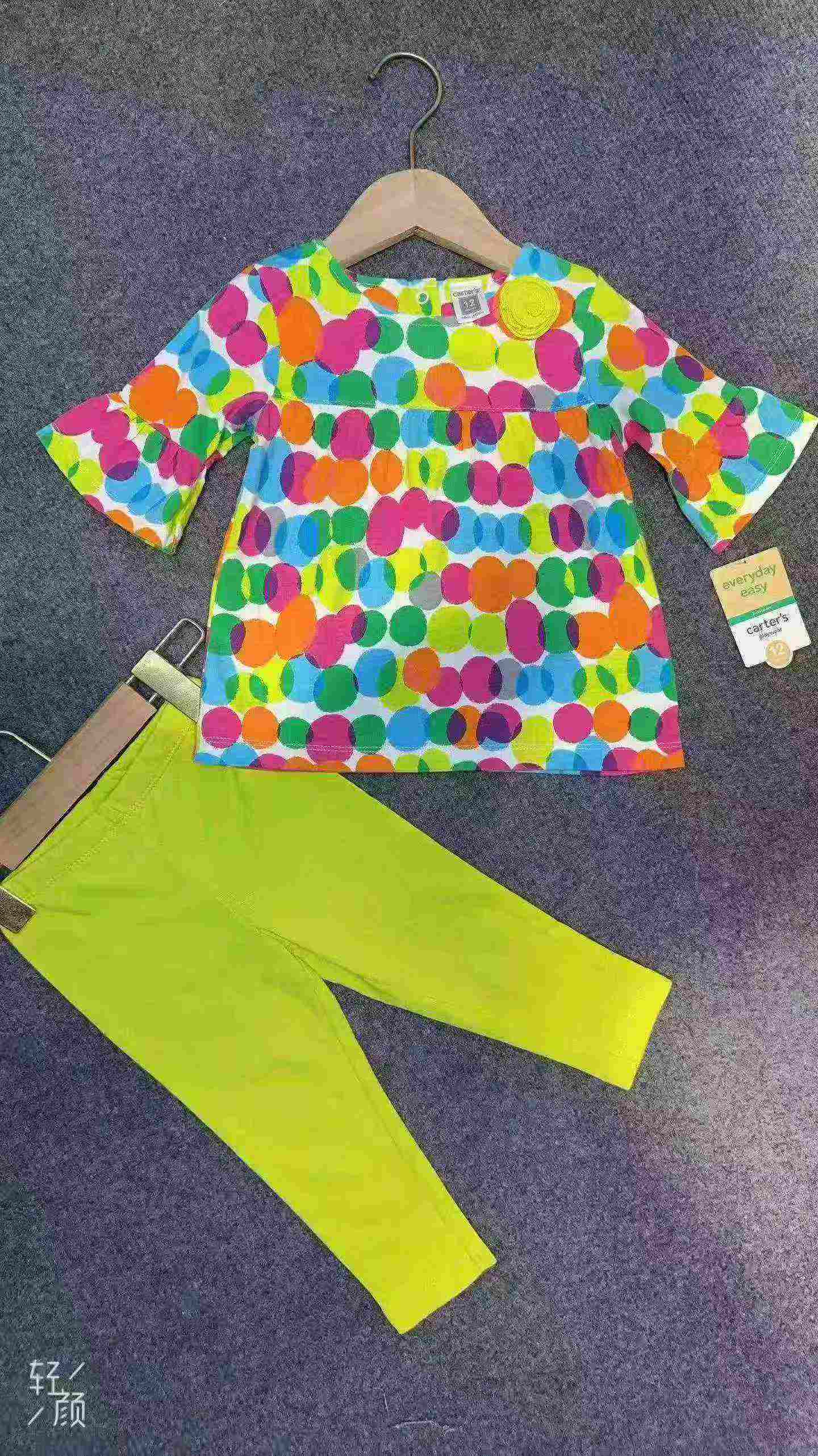 990 Sets Infant Baby Girls 2-Piece Cotton Short Sleeve Top & Pants Set (720 Polka Dot, 270 Stripe) - Image 3