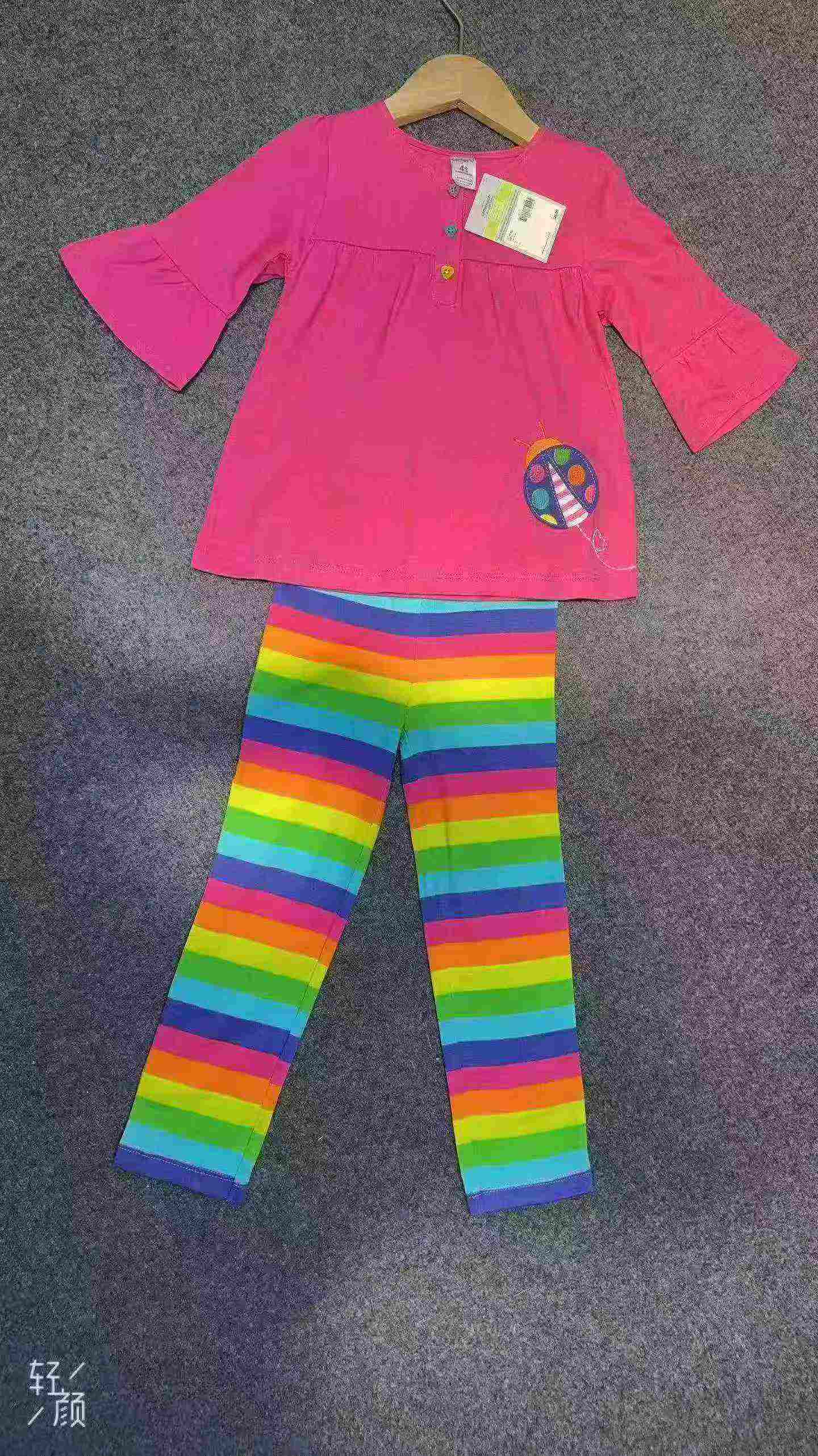 990 Sets Infant Baby Girls 2-Piece Cotton Short Sleeve Top & Pants Set (720 Polka Dot, 270 Stripe) - Image 4
