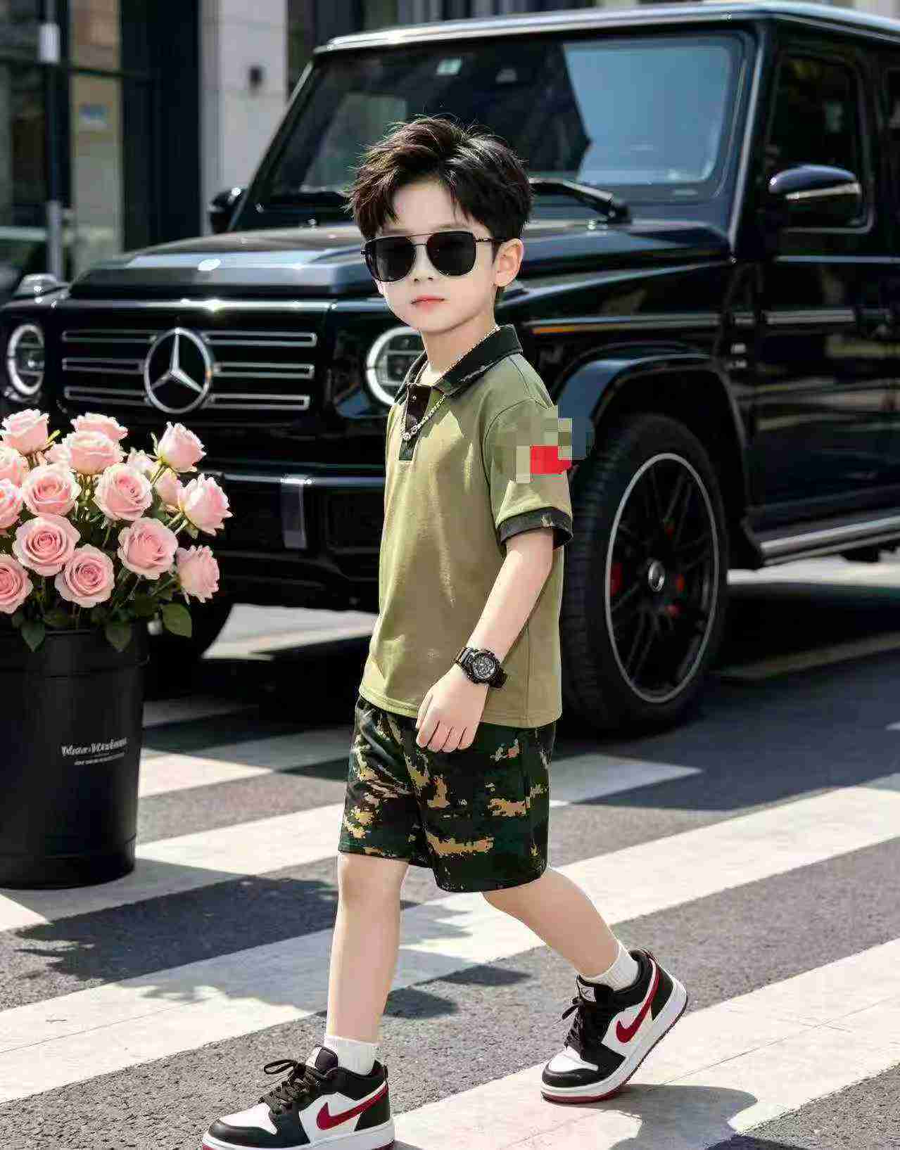 Ensemble à manches courtes camouflage pour enfants, 1340 ensembles - Image 9