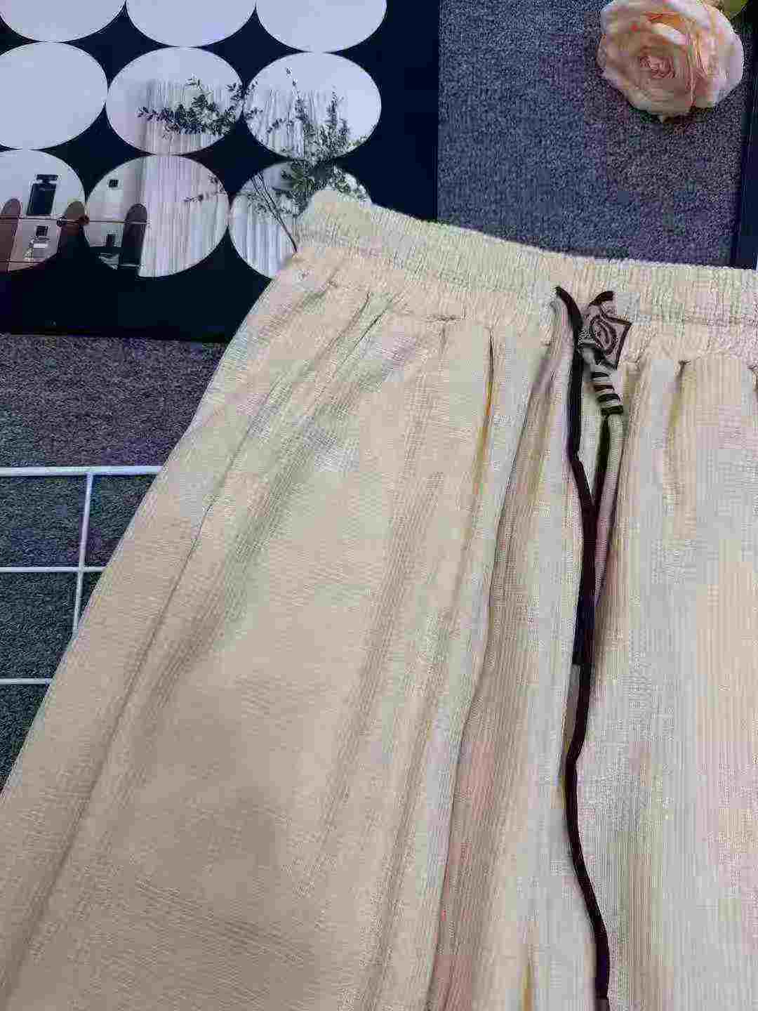 419 pièces Pantalons de sport décontractés d'été en tissu gaufré à cordon de serrage pour hommes, taille plus - Image 6