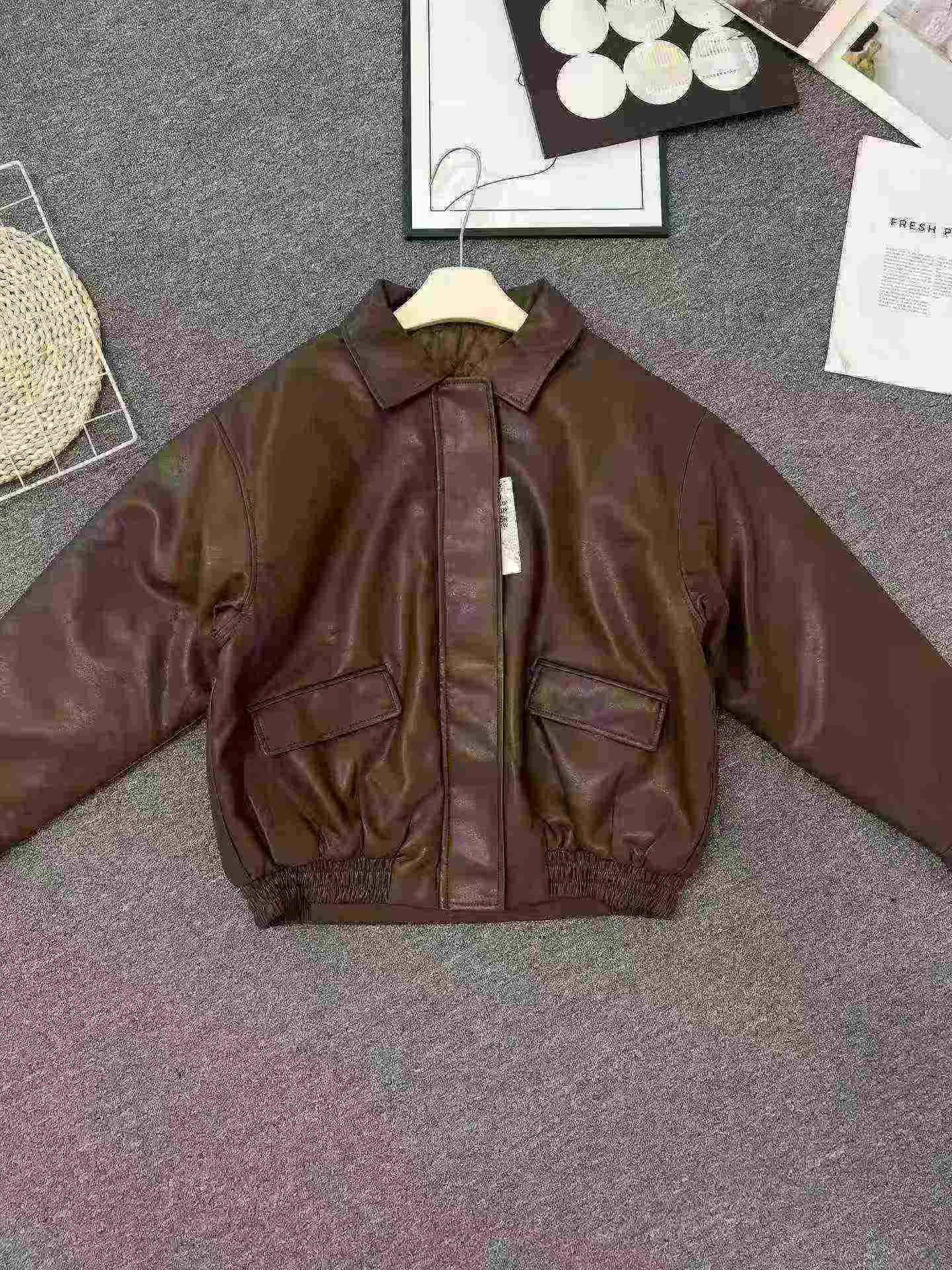 Women's PU Leather Short Biker Jacket 778PCS One Size Black Brown - Image 5