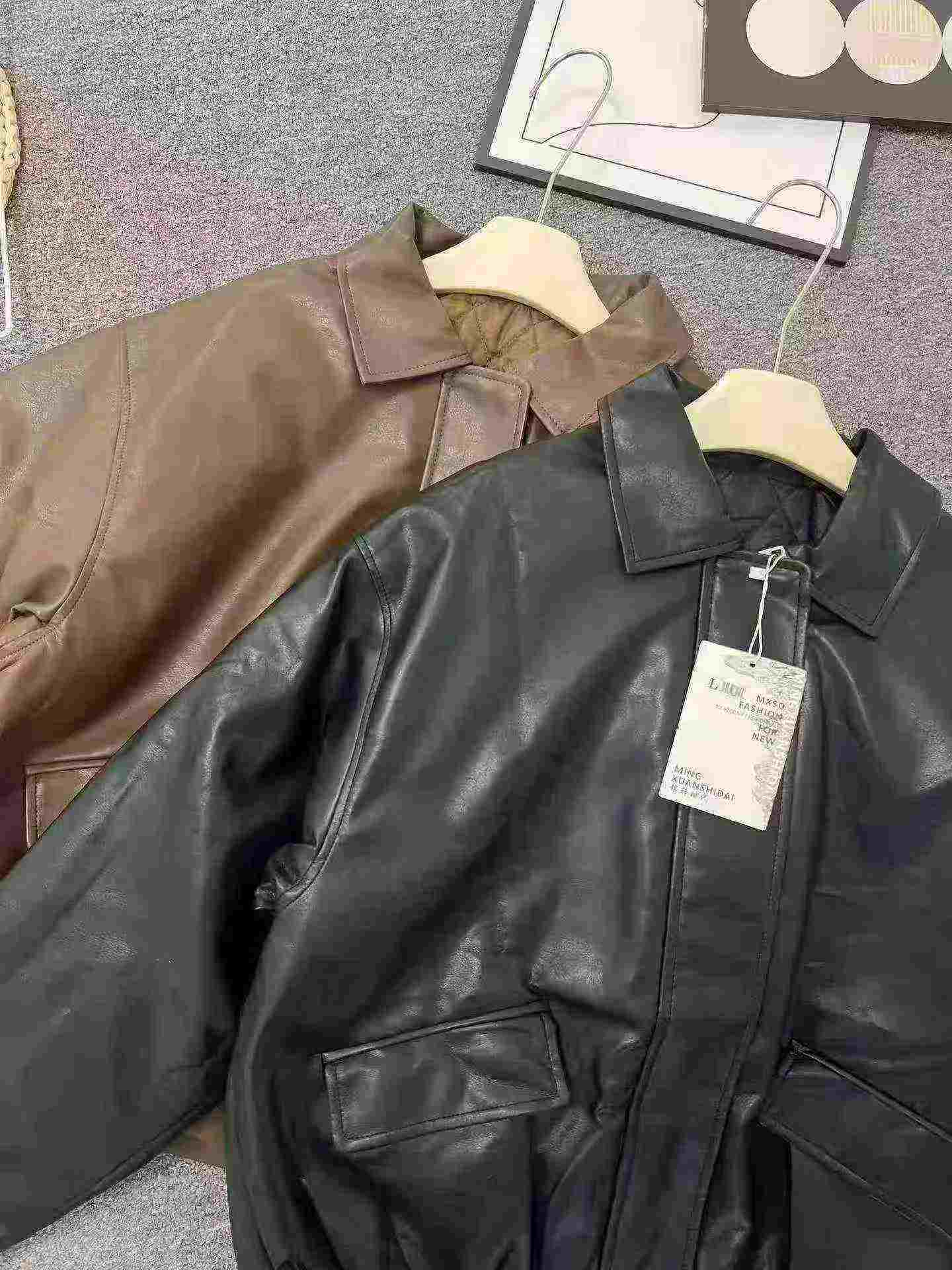 Women's PU Leather Short Biker Jacket 778PCS One Size Black Brown - Image 7