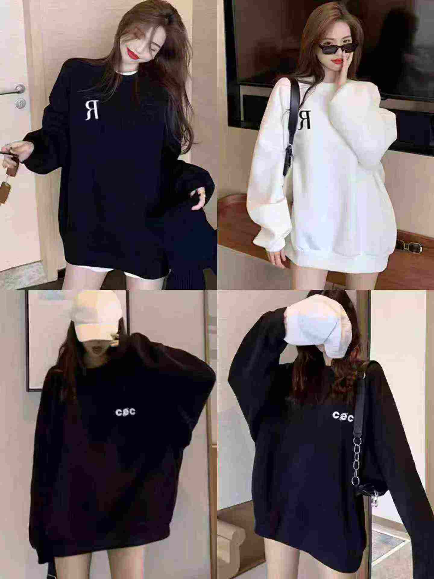 800 Potong Sweatshirt Katun Kerah Bulat Bordir Wanita - Image 2