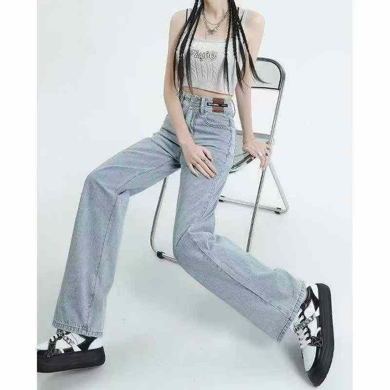 新款春夏復古水洗棉質直筒闊腿牛仔褲 420件 - Image 5