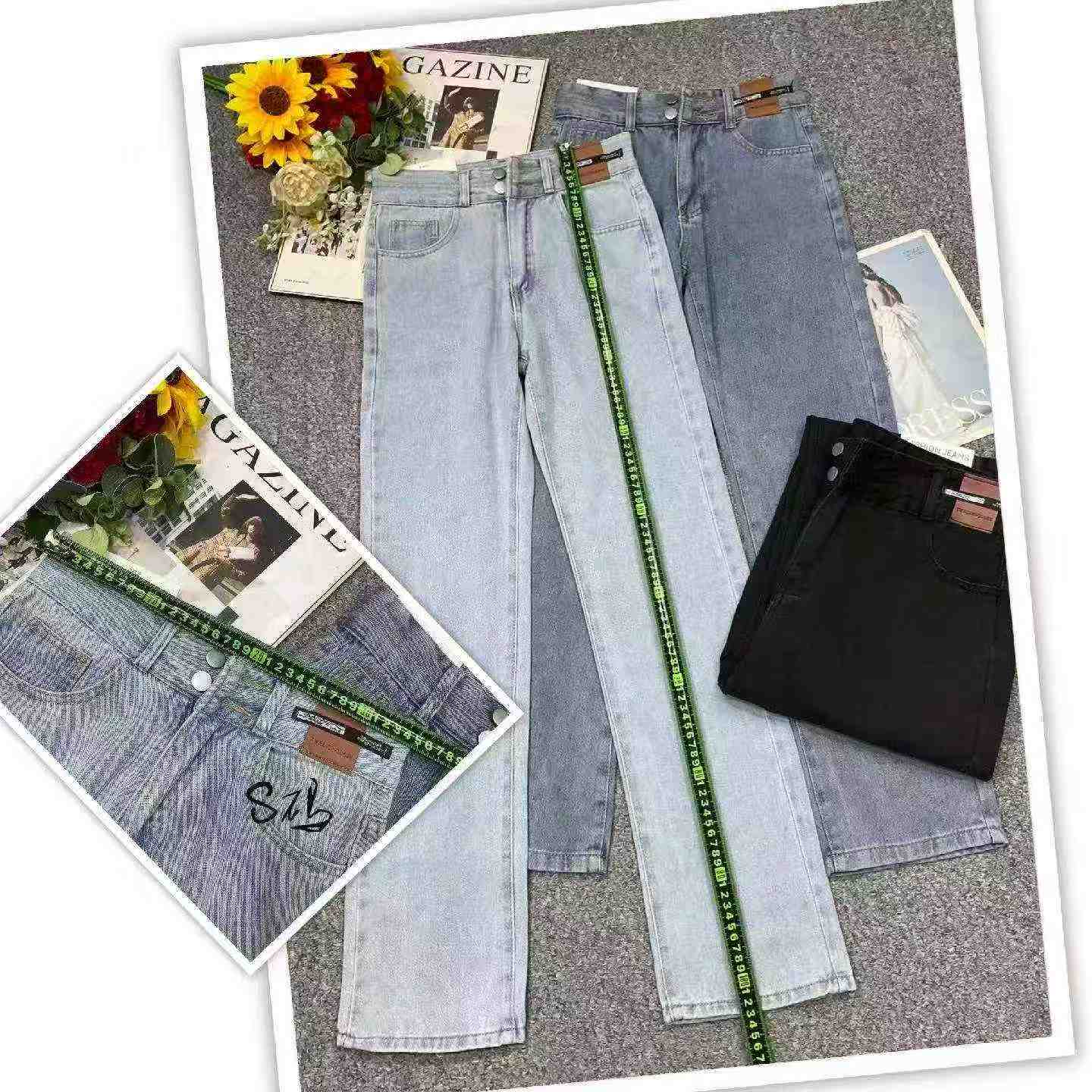 新款春夏復古水洗棉質直筒闊腿牛仔褲 420件 - Image 6