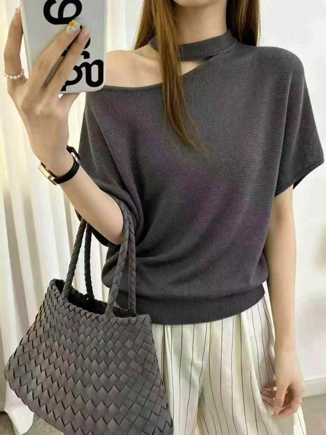 New Basic Halter Off-shoulder Knit Top, 2100 Pieces Bulk Stock - Image 2