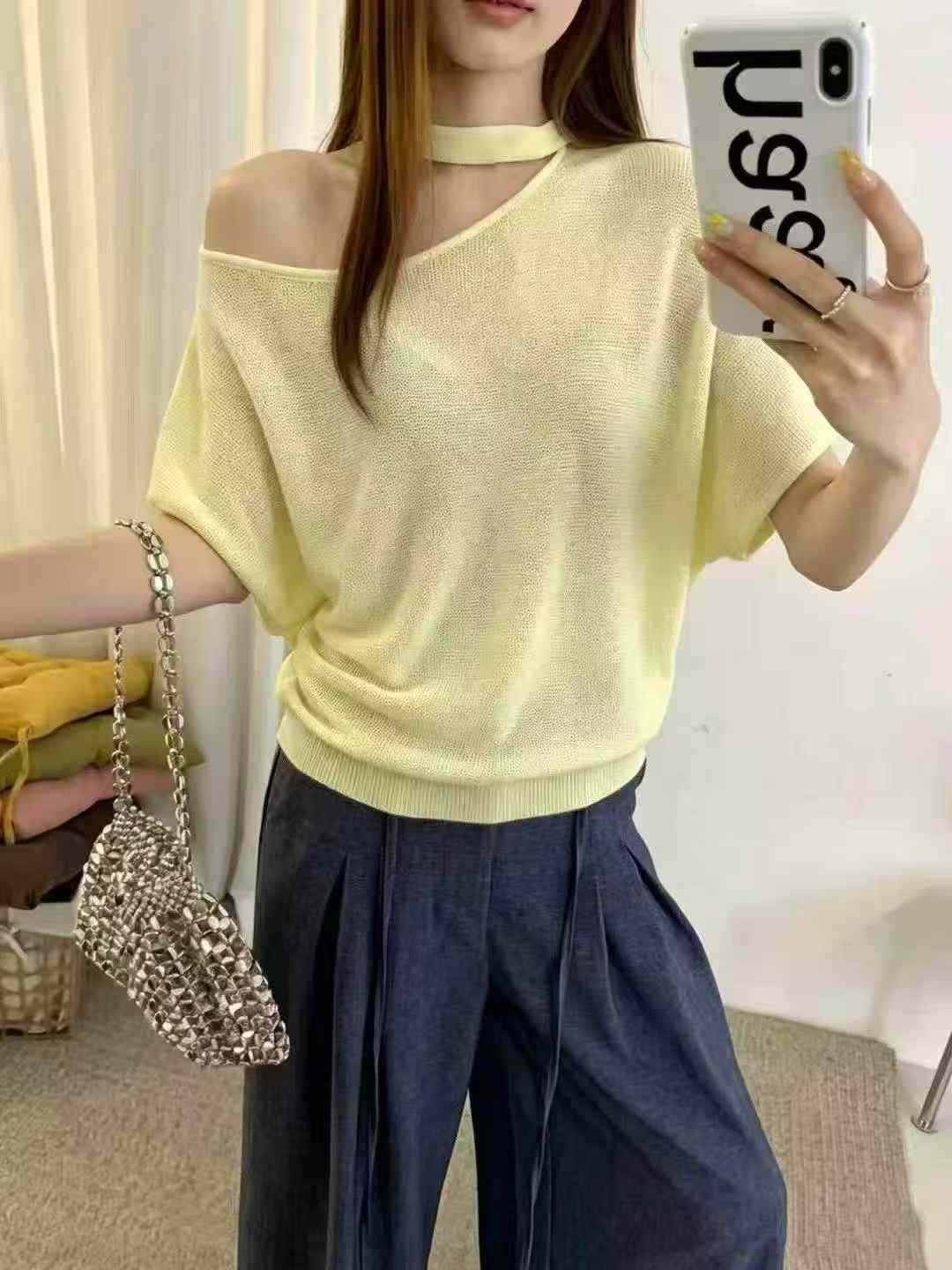 New Basic Halter Off-shoulder Knit Top, 2100 Pieces Bulk Stock - Image 5