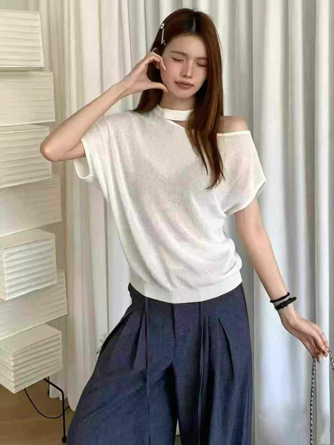 New Basic Halter Off-shoulder Knit Top, 2100 Pieces Bulk Stock - Image 6