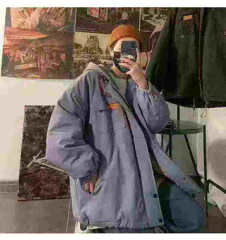 Jaket Berlapik Kapas Pakaian Kerja Saiz Oversaiz Longgar Lelaki Musim Sejuk 500 Helai - Image 8