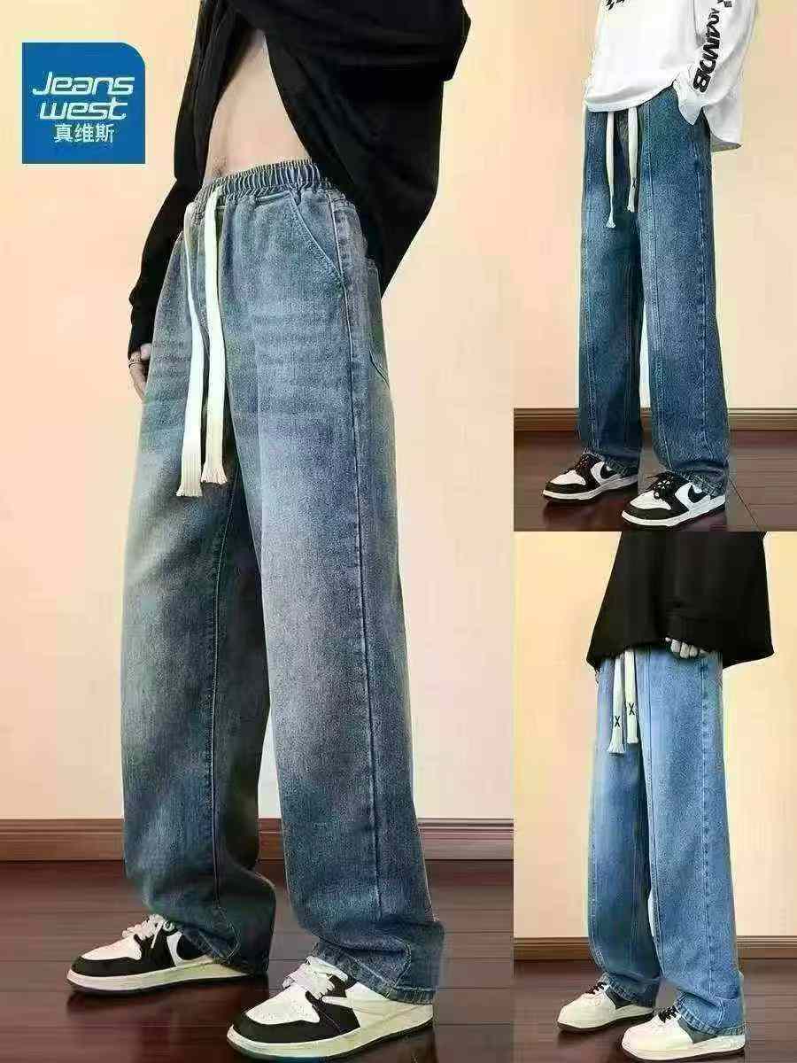 6300 Keping Seluar Jeans Panjang Denim Pinggang Elastik Lelaki - Image 3