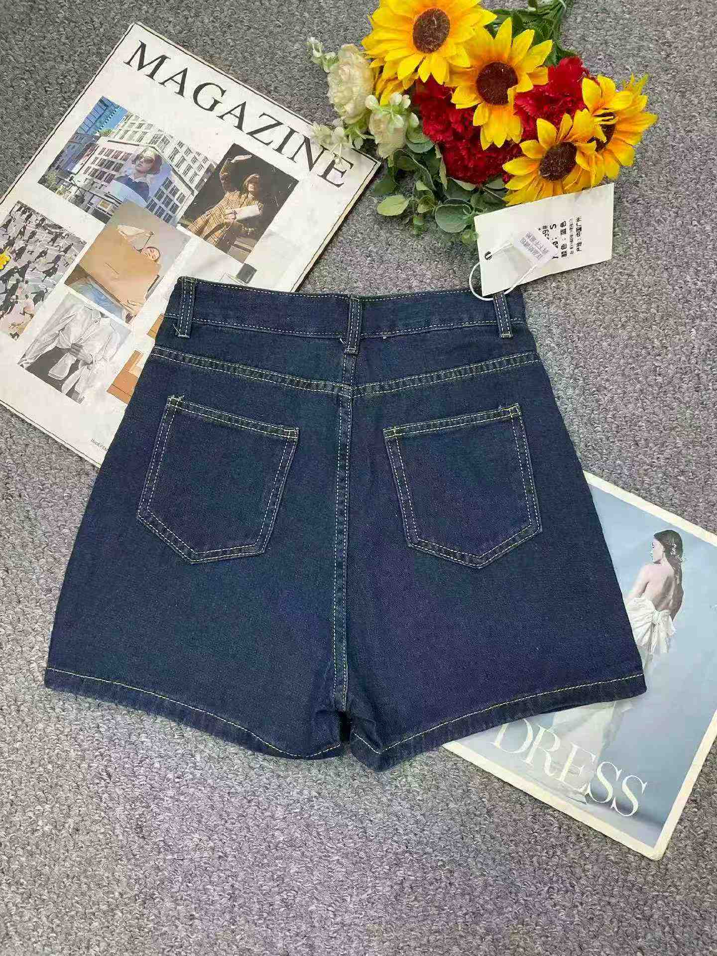 Nova Saia-Short Jeans Azul Escuro Retrô de Verão em Algodão Lavado, Tamanhos S-4XL, 2177 Peças - Image 3