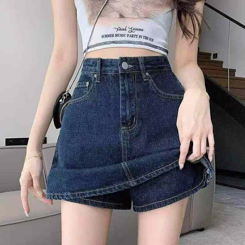 Nova Saia-Short Jeans Azul Escuro Retrô de Verão em Algodão Lavado, Tamanhos S-4XL, 2177 Peças - Image 8