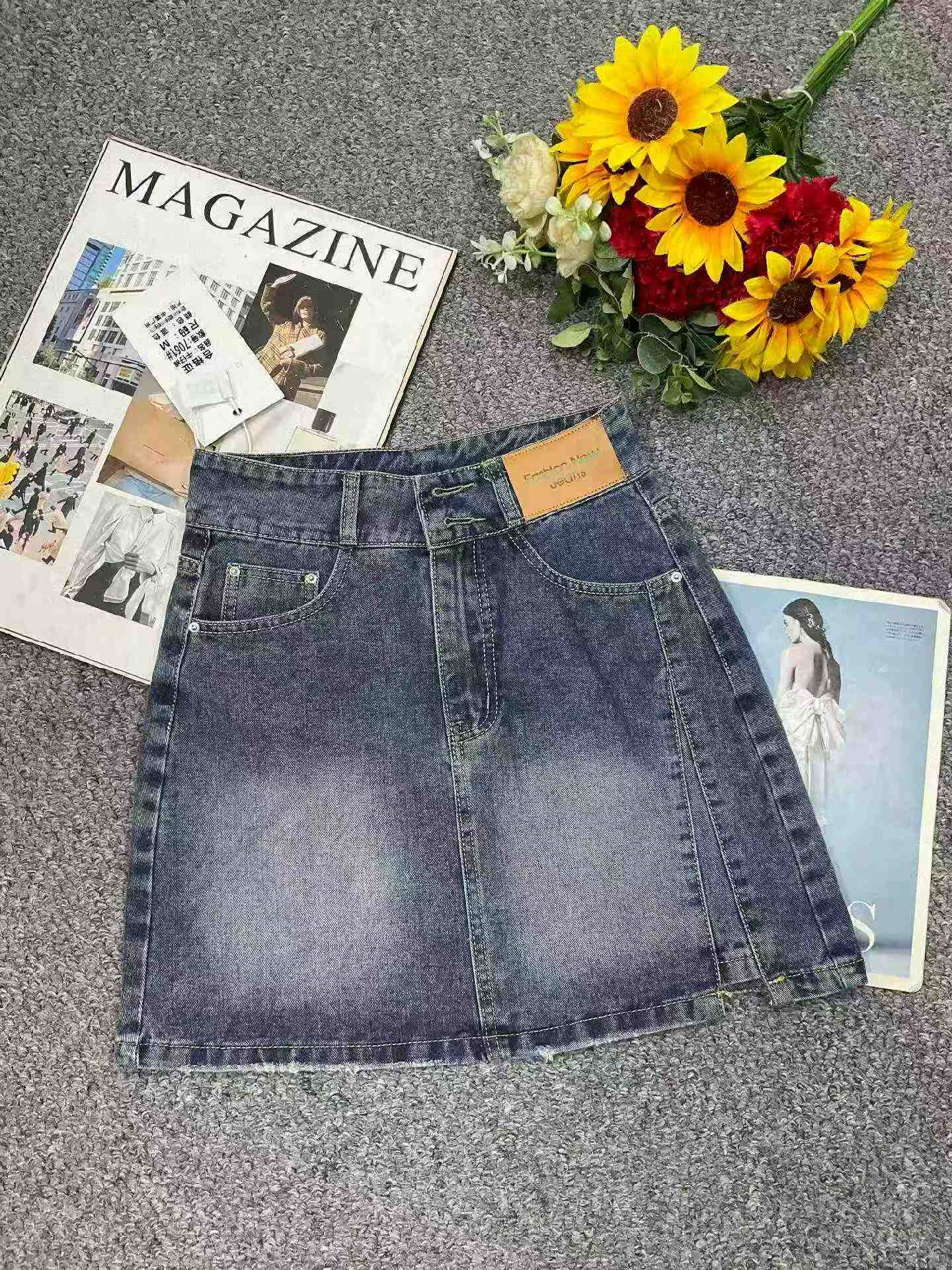 Summer New Slit Design Washed Cotton Denim Mini Skirts 1440 Pieces - Image 2