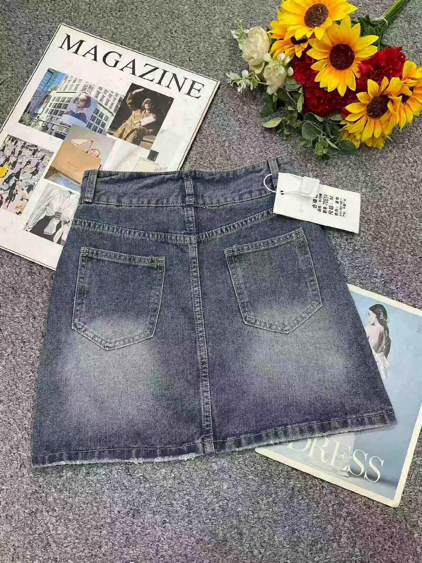 Summer New Slit Design Washed Cotton Denim Mini Skirts 1440 Pieces - Image 4