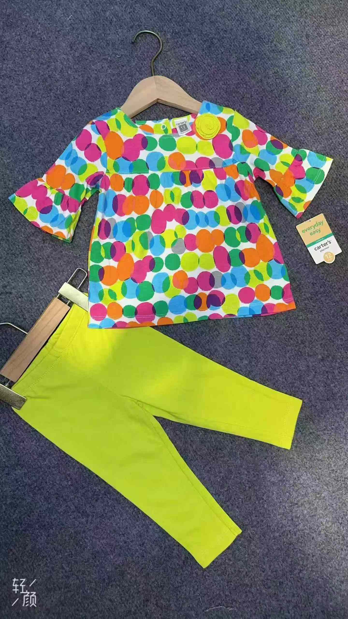990 Sets Infant Baby Girls Cotton 2-Piece Short Sleeve Top & Pants Set - Image 2