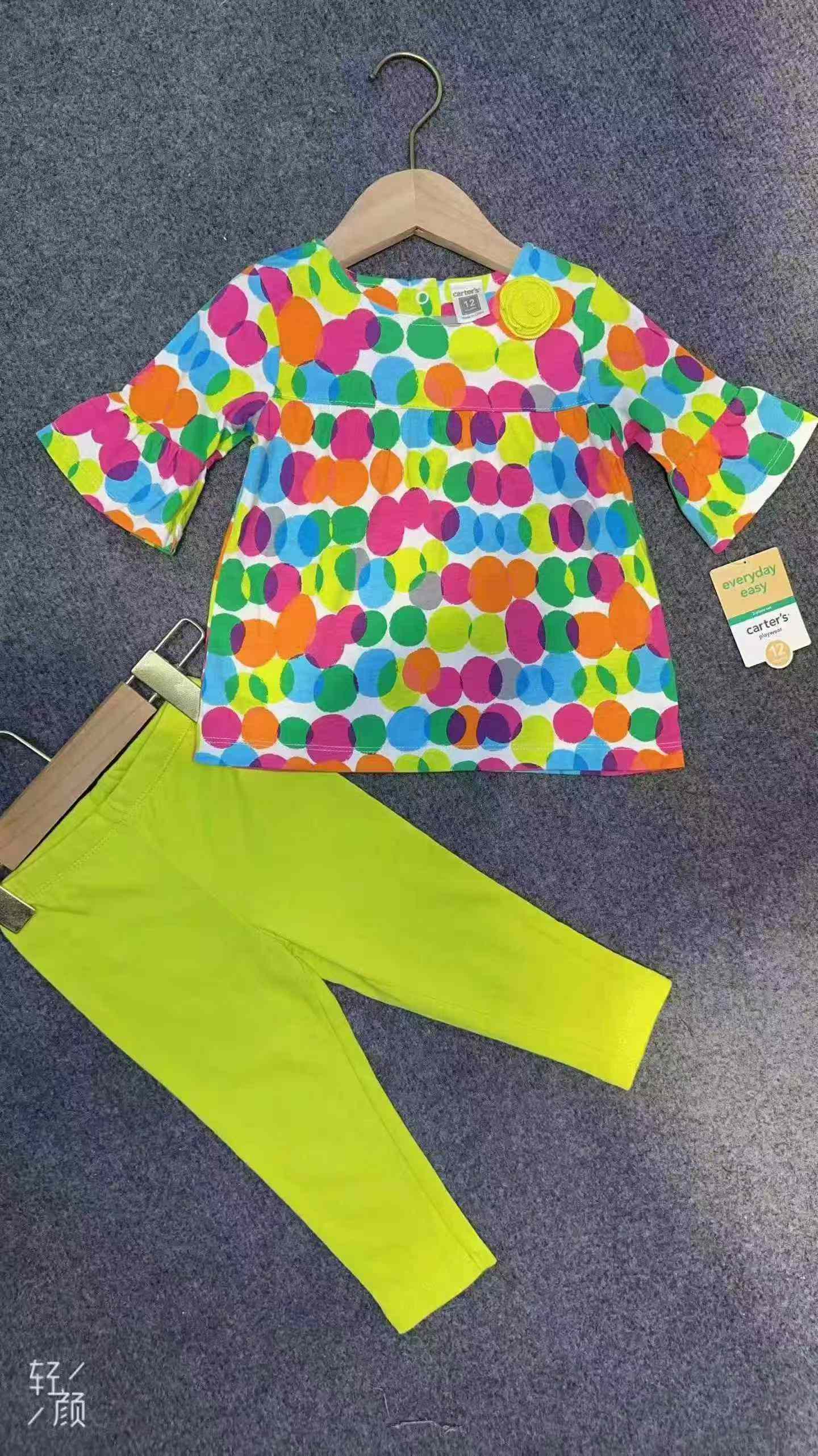 990 Sets Infant Baby Girls Cotton 2-Piece Short Sleeve Top & Pants Set - Image 3