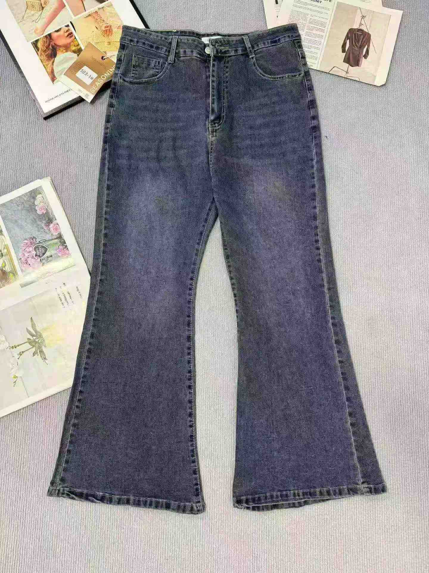 New Vintage Elastic High Waist Plus Size Flared Jeans, 906 Pieces - Image 6