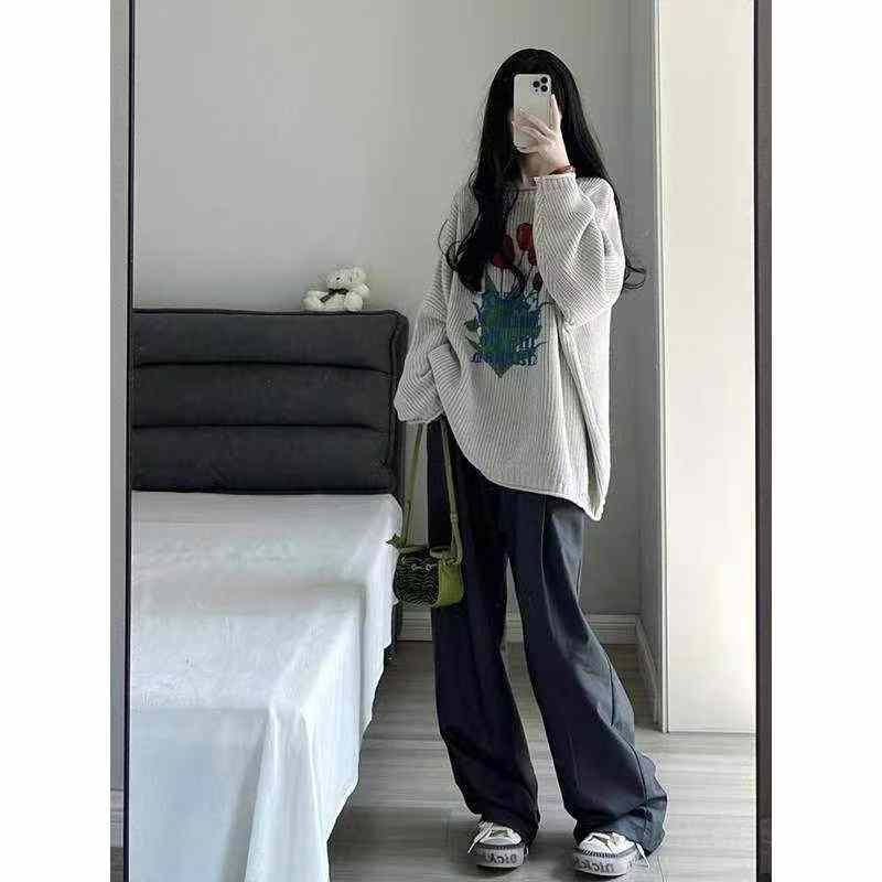 Autumn Winter New Vintage Japanese Style Loose Floral Print Crew Neck Sweater, 510 Pieces - Image 6