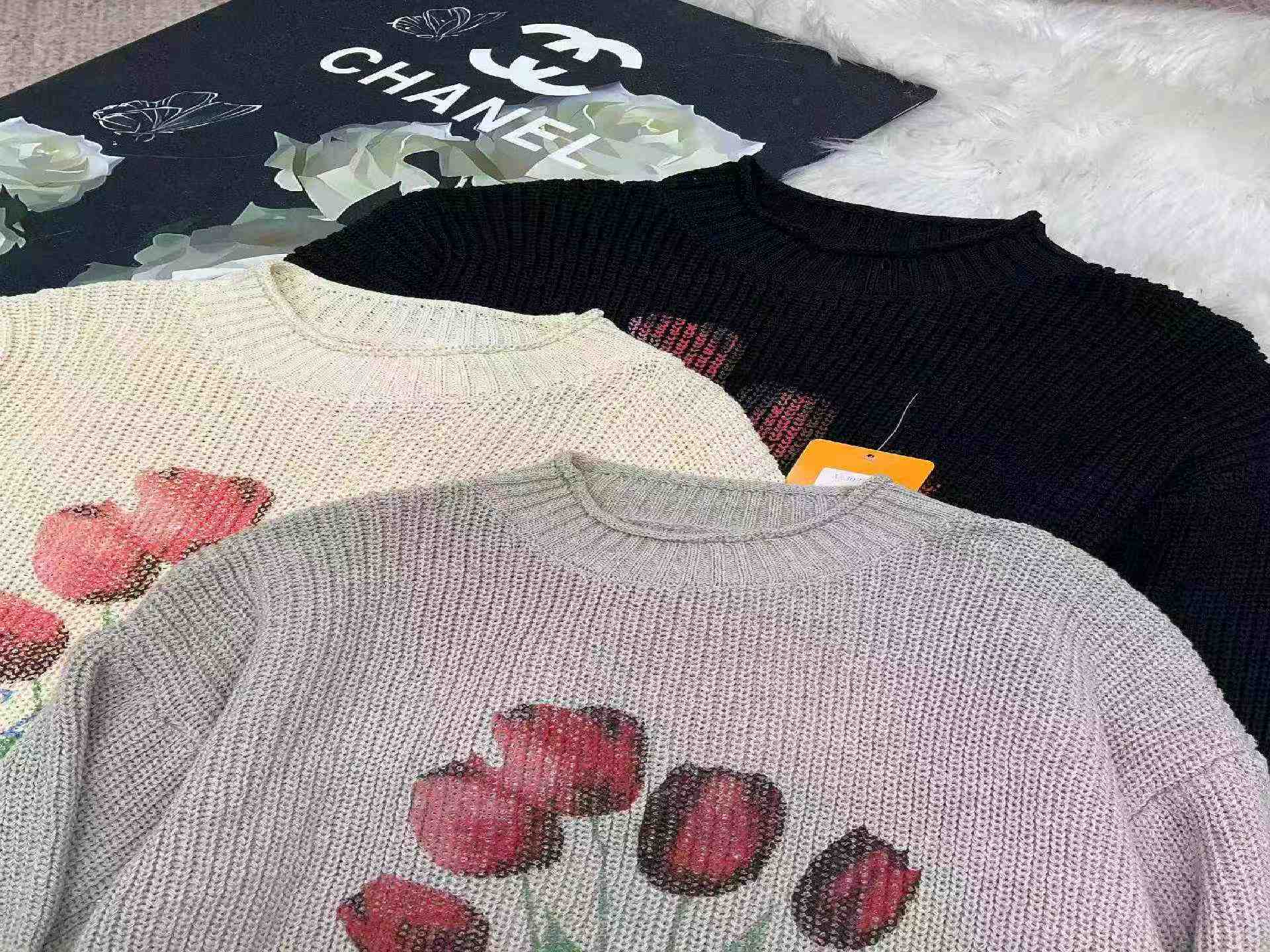 Autumn Winter New Vintage Japanese Style Loose Floral Print Crew Neck Sweater, 510 Pieces - Image 9