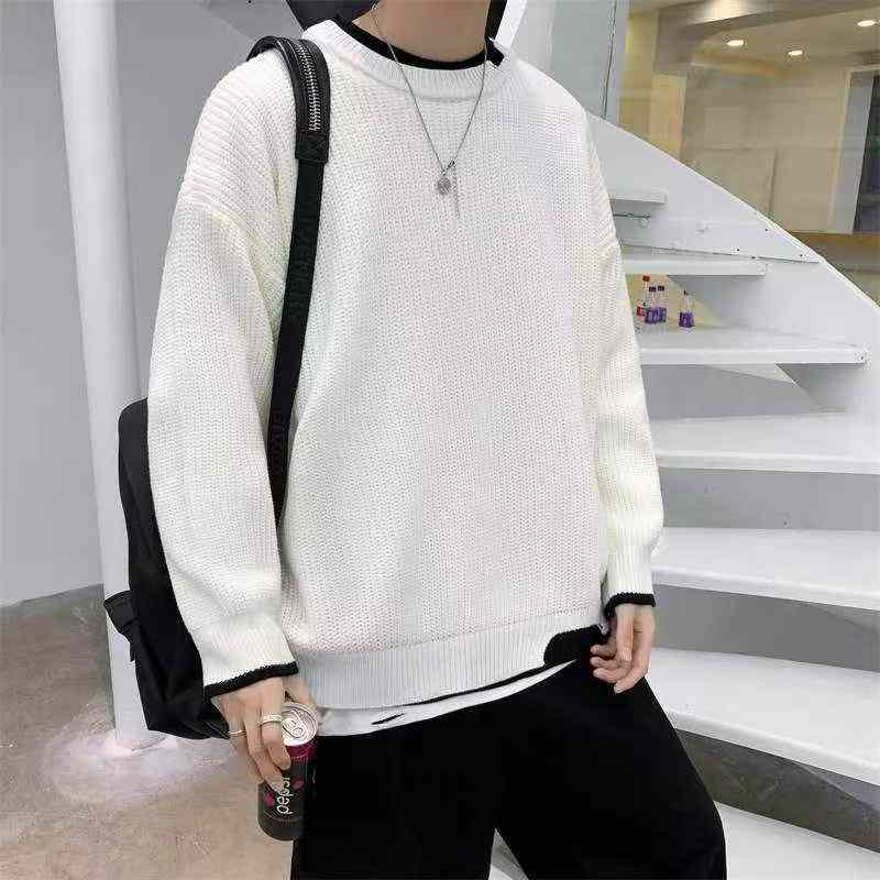 New Autumn Winter Men's Fake Two-piece Loose Pullover Sweater, Size M-2XL, 323 Pieces - Image 8