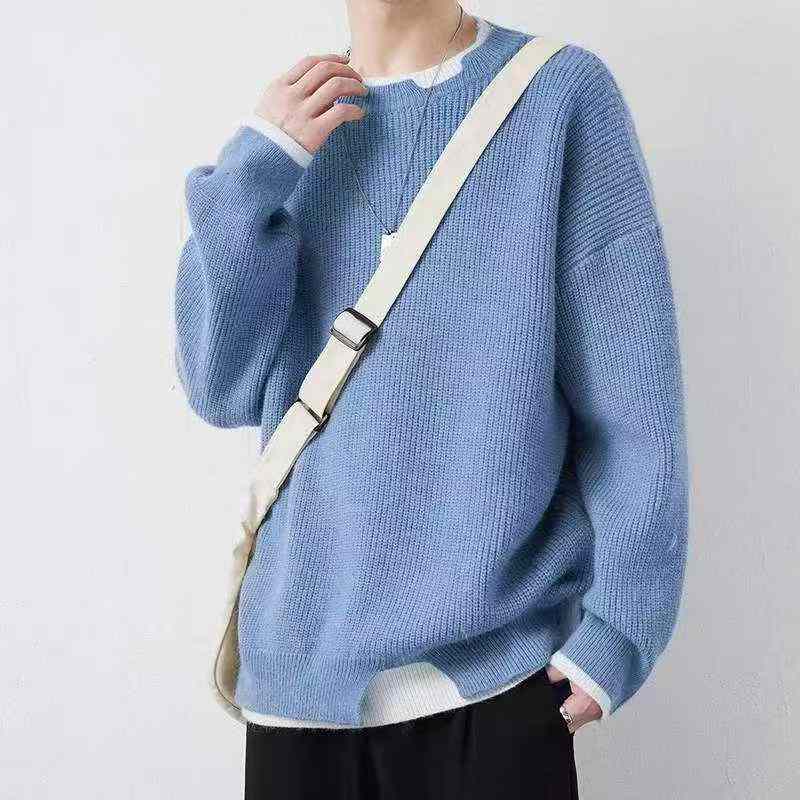 New Autumn Winter Men's Fake Two-piece Loose Pullover Sweater, Size M-2XL, 323 Pieces - Image 9