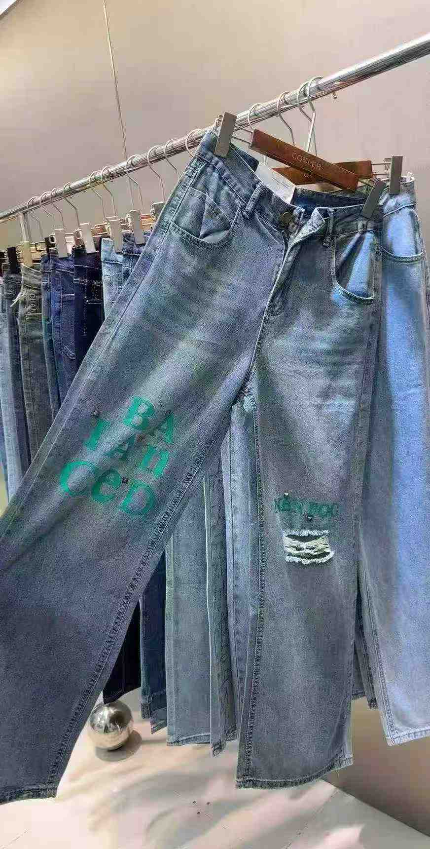 Wholesale Stock Summer Light Color Wide Leg Jeans - Image 5