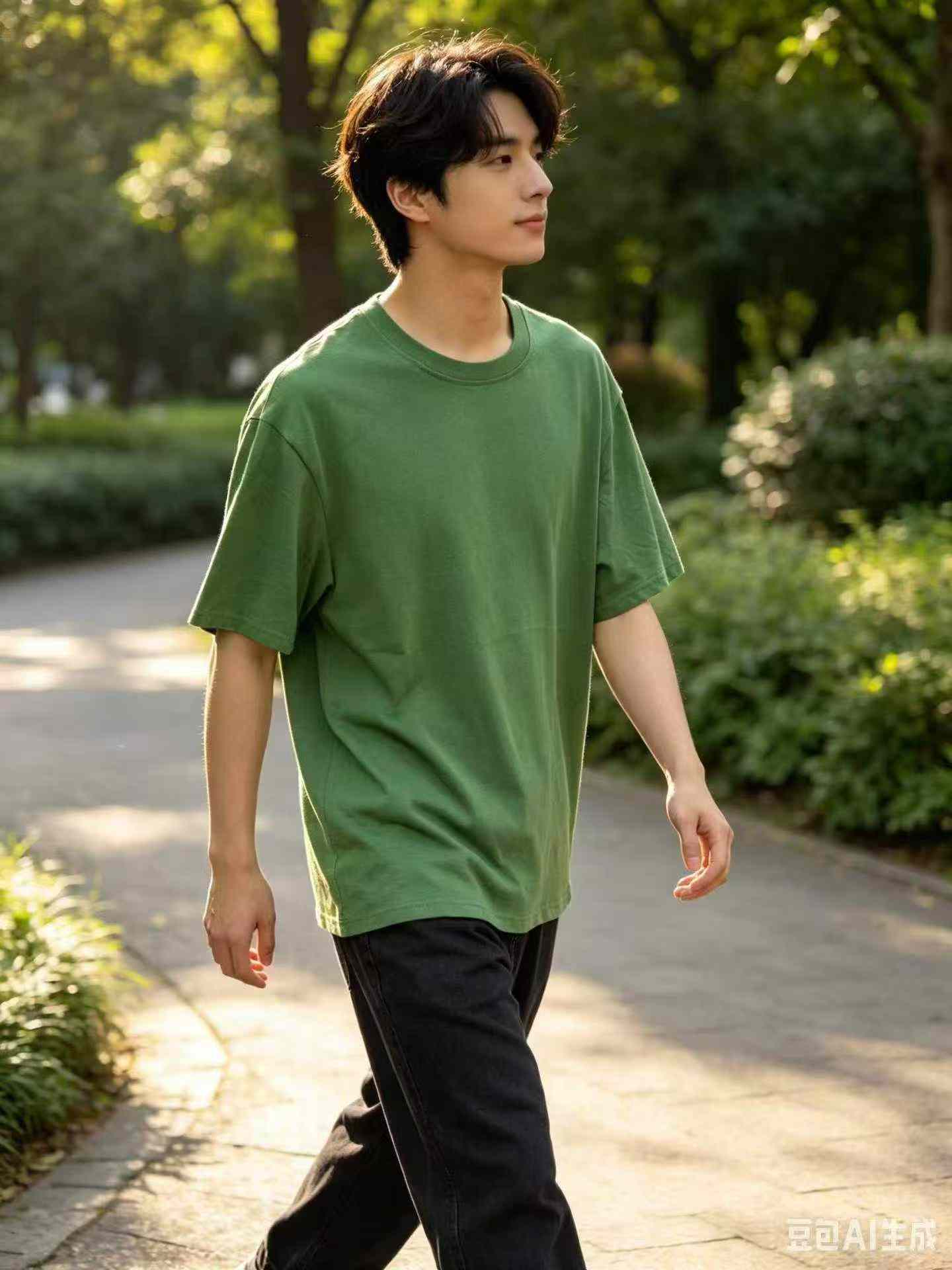 Plain Green 190g Unisex Cotton Short Sleeve T-shirts, About 1750 Pieces - Image 6