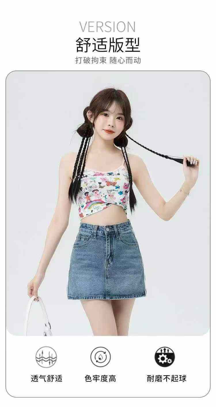 Summer New Vintage Washed Cotton Denim Mini Skirt, Total 961 Pieces - Image 5