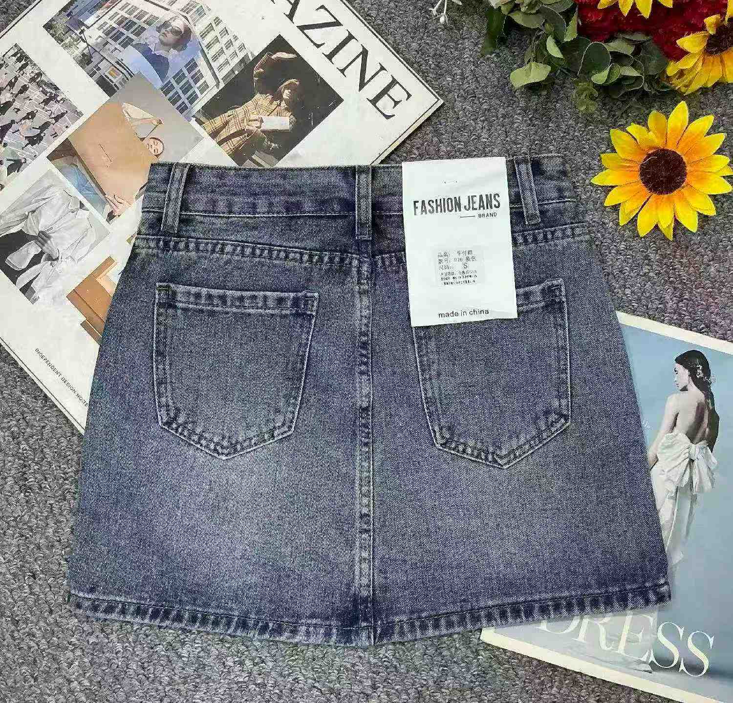 Summer New Vintage Washed Cotton Denim Mini Skirt, Total 961 Pieces - Image 6
