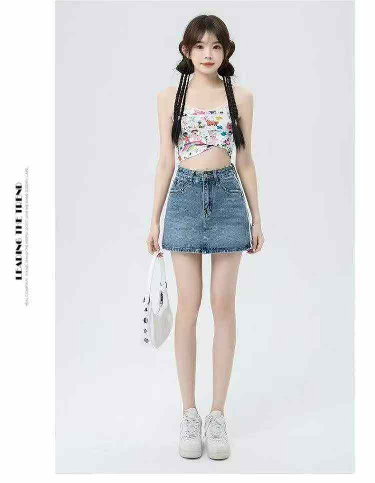 Summer New Vintage Washed Cotton Denim Mini Skirt, Total 961 Pieces - Image 7