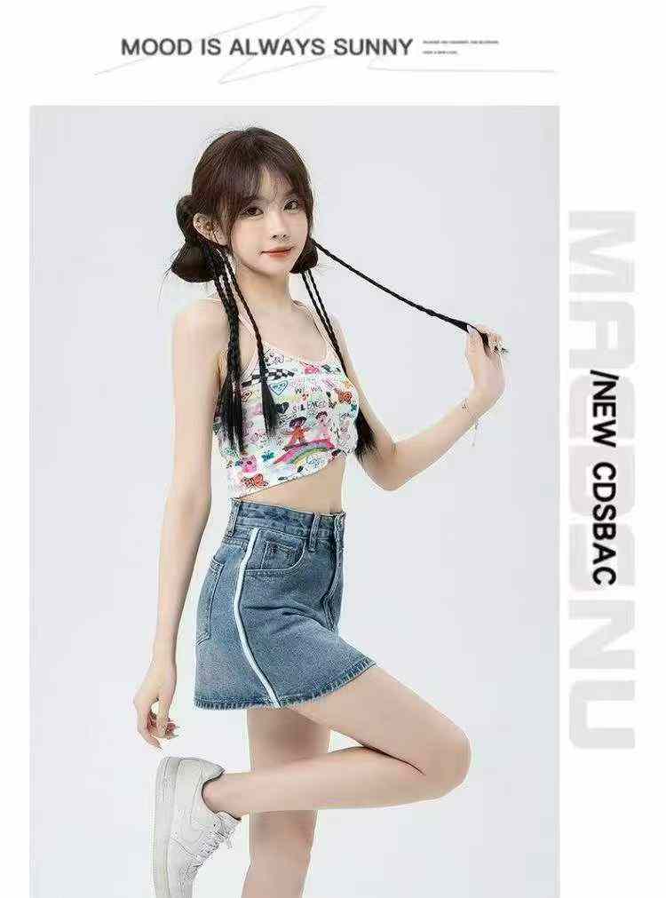 Summer New Vintage Washed Cotton Denim Mini Skirt, Total 961 Pieces - Image 9