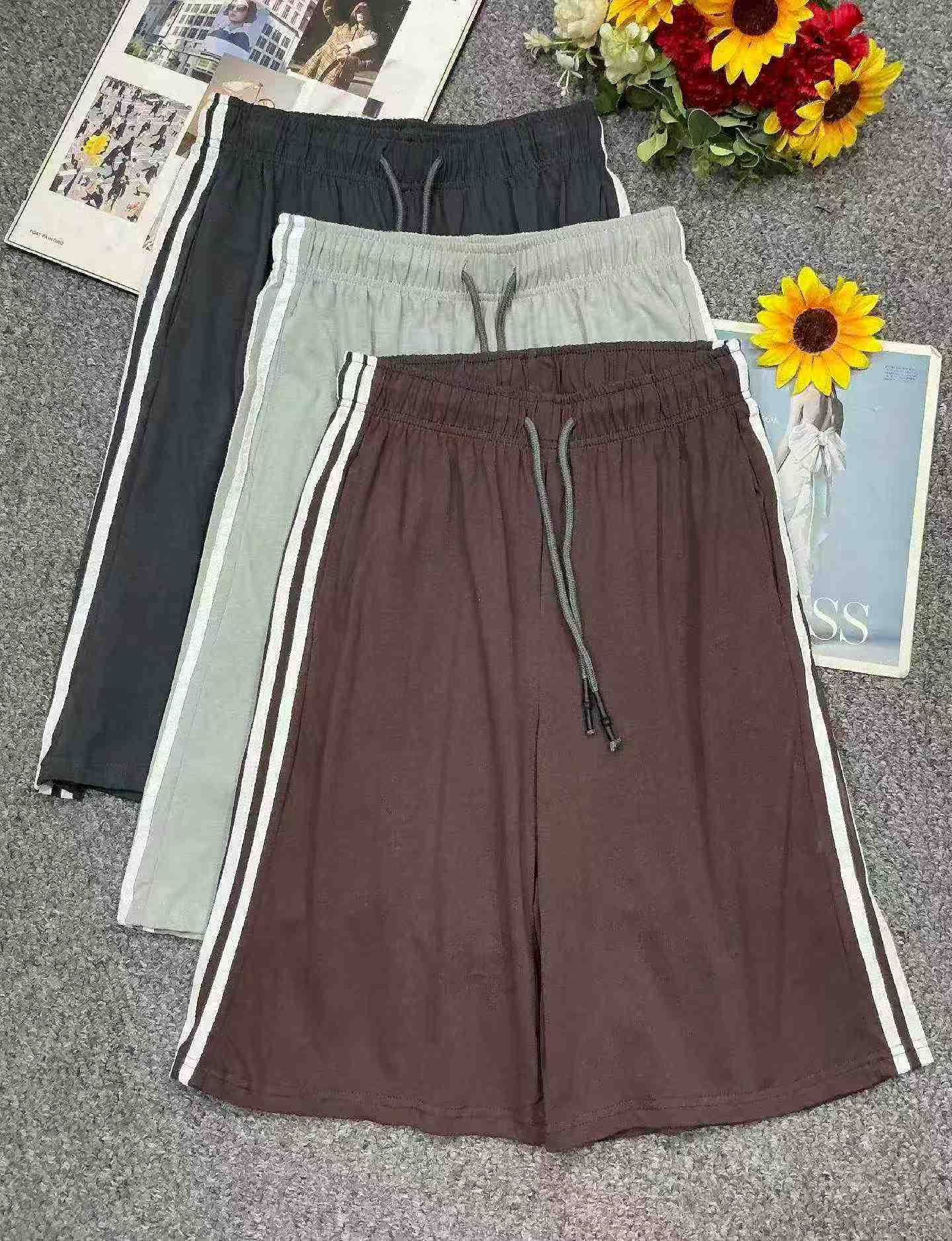 Summer New Retro Colorblock 3-Stripe Loose Wide Leg Casual Sports Shorts 445PCS - Image 3