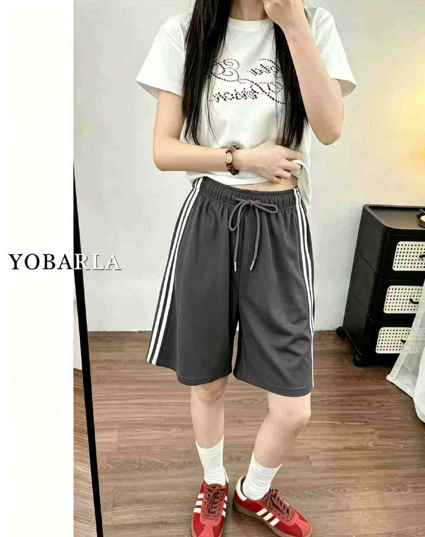 Summer New Retro Colorblock 3-Stripe Loose Wide Leg Casual Sports Shorts 445PCS - Image 5