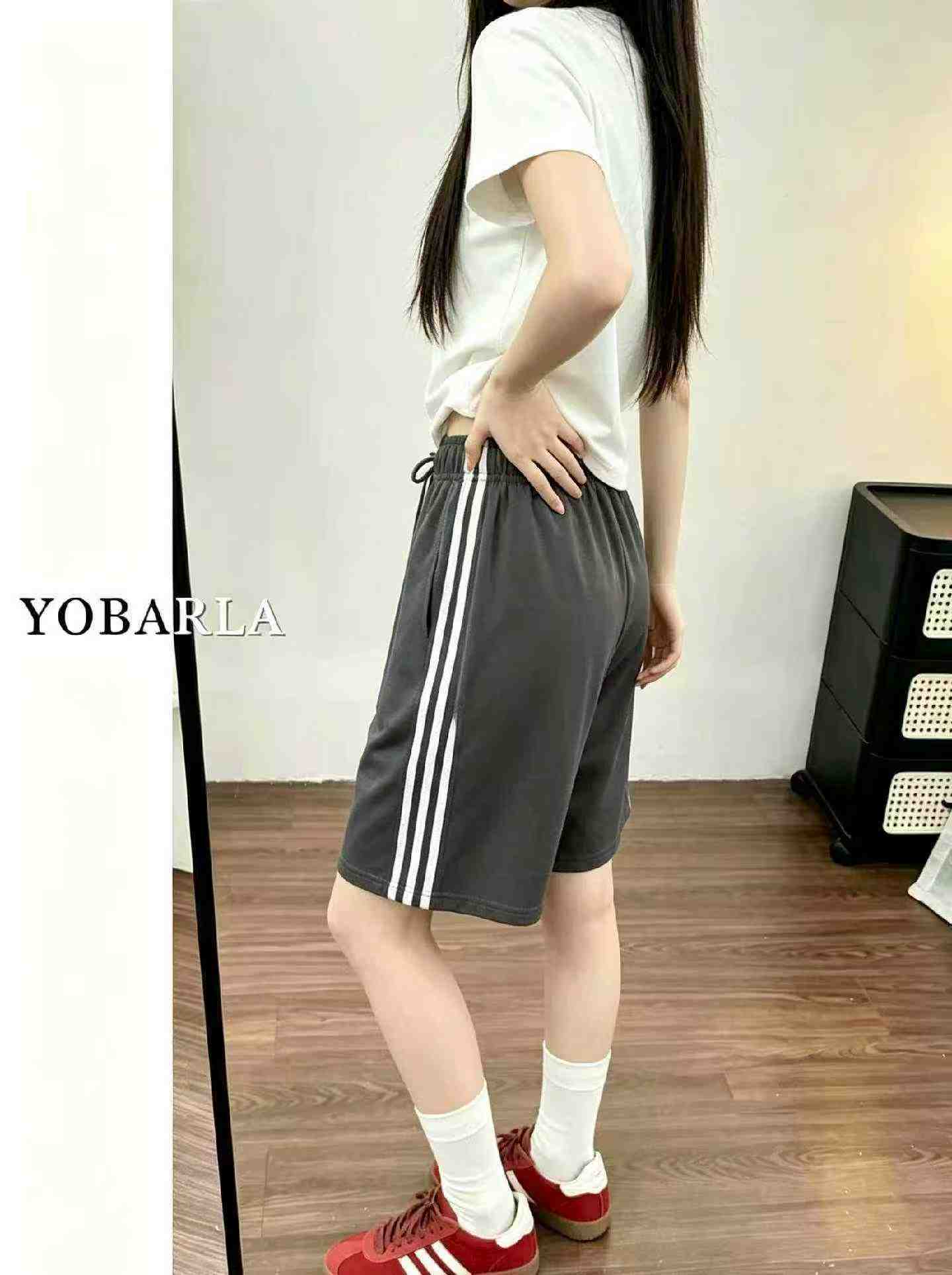 Summer New Retro Colorblock 3-Stripe Loose Wide Leg Casual Sports Shorts 445PCS - Image 7
