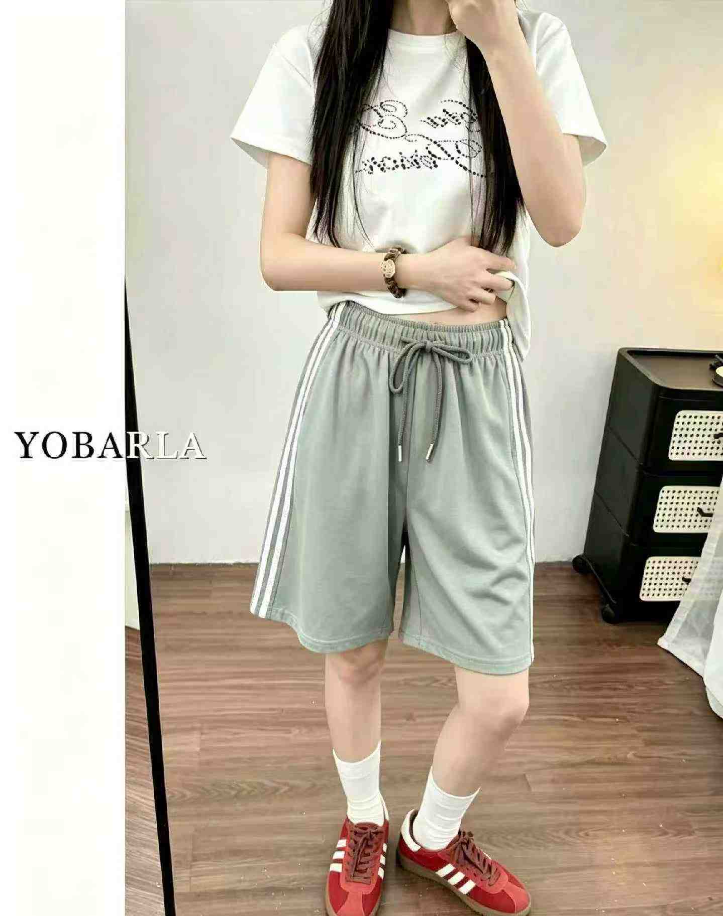 Summer New Retro Colorblock 3-Stripe Loose Wide Leg Casual Sports Shorts 445PCS - Image 8