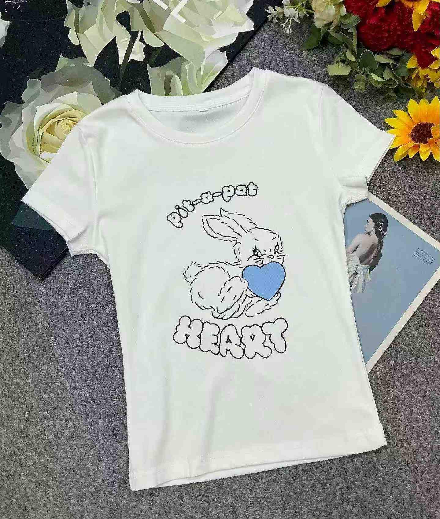 Summer New Retro Sweet Cartoon Stretch Cotton Short Sleeve T-shirts, About 1200 Pieces, Sizes S-L - Image 2