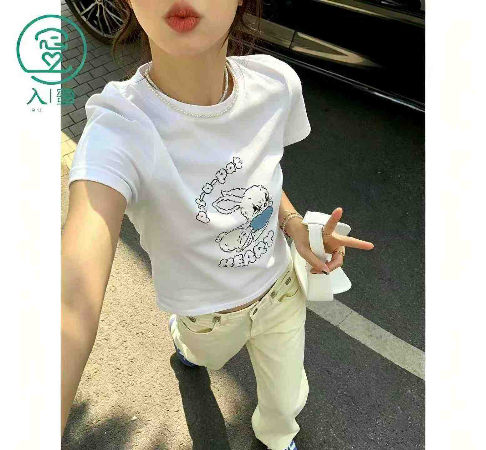 Summer New Retro Sweet Cartoon Stretch Cotton Short Sleeve T-shirts, About 1200 Pieces, Sizes S-L - Image 6