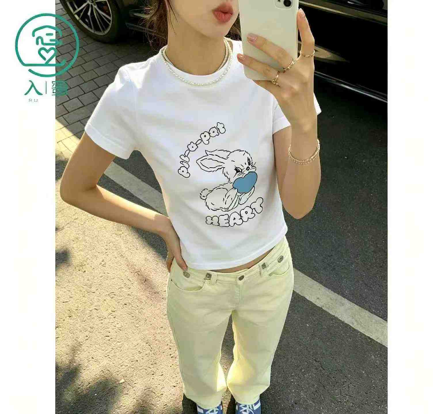 Summer New Retro Sweet Cartoon Stretch Cotton Short Sleeve T-shirts, About 1200 Pieces, Sizes S-L - Image 7