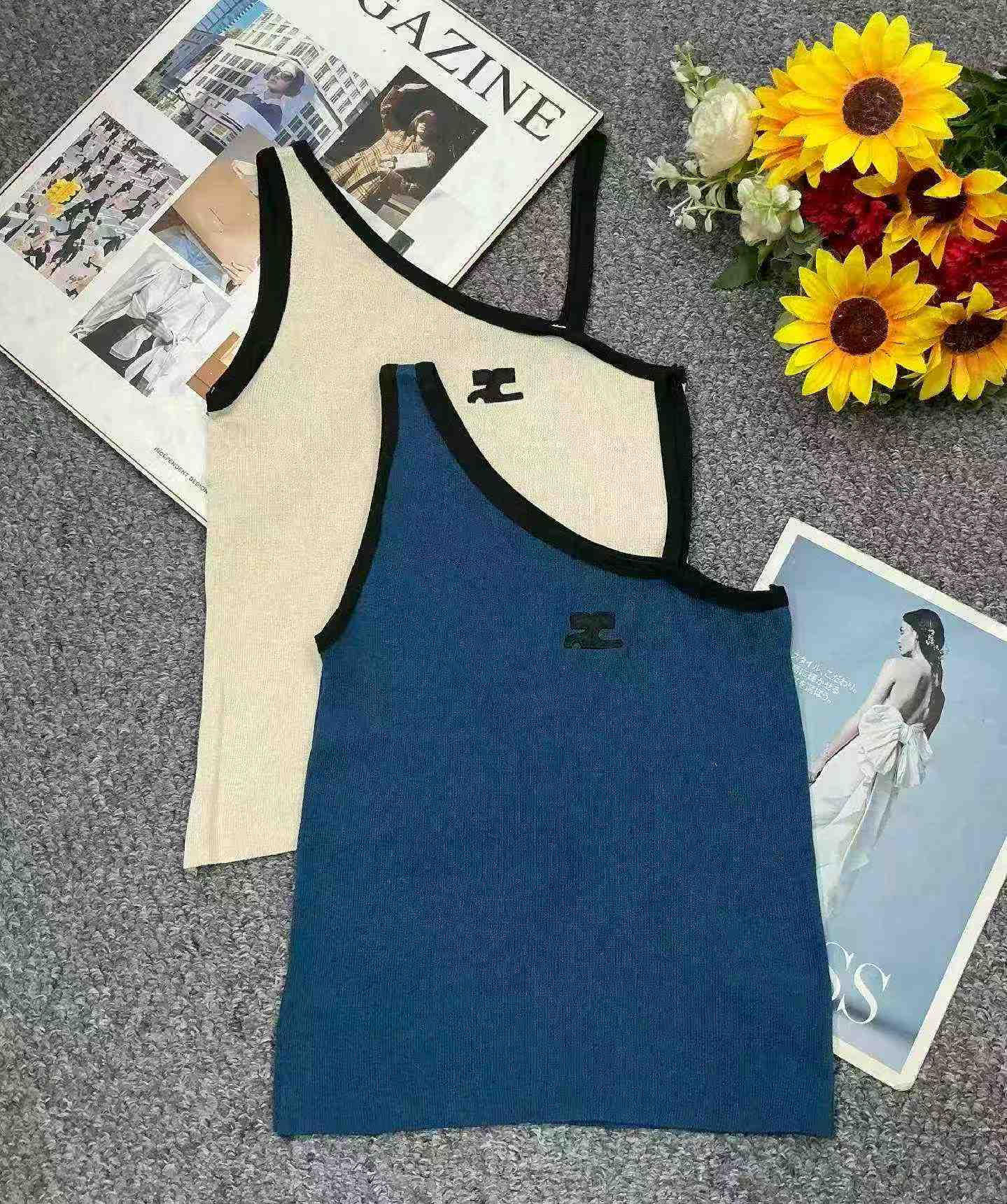 Summer New Embroidered One-shoulder Slim Knit Camisole 380 Pcs - Image 3
