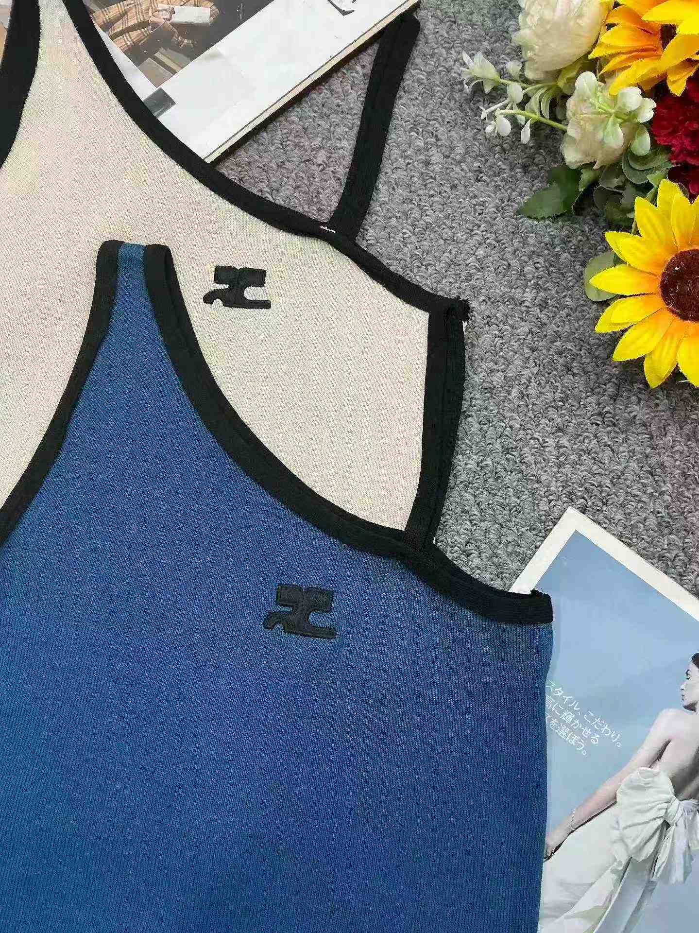 Summer New Embroidered One-shoulder Slim Knit Camisole 380 Pcs - Image 4