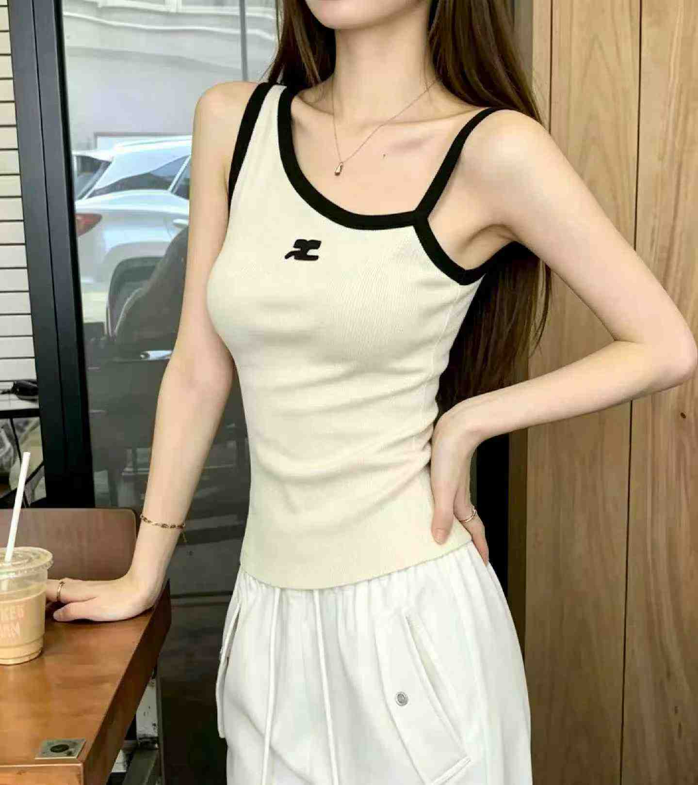 Summer New Embroidered One-shoulder Slim Knit Camisole 380 Pcs - Image 5