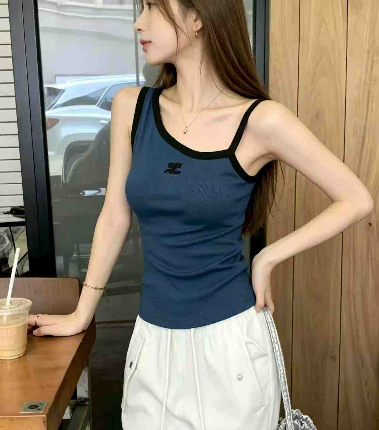 Summer New Embroidered One-shoulder Slim Knit Camisole 380 Pcs - Image 7