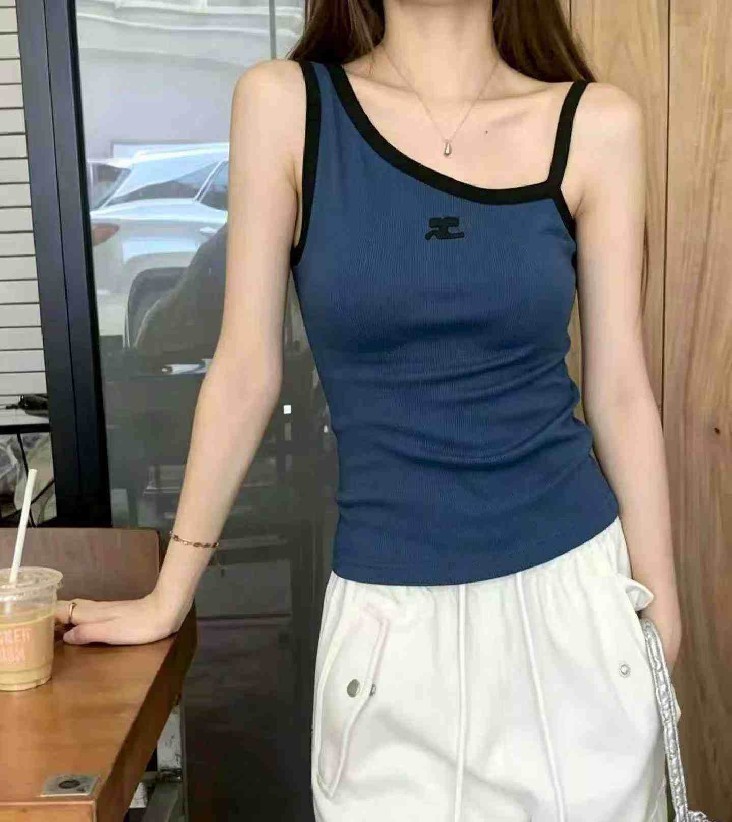 Summer New Embroidered One-shoulder Slim Knit Camisole 380 Pcs - Image 9