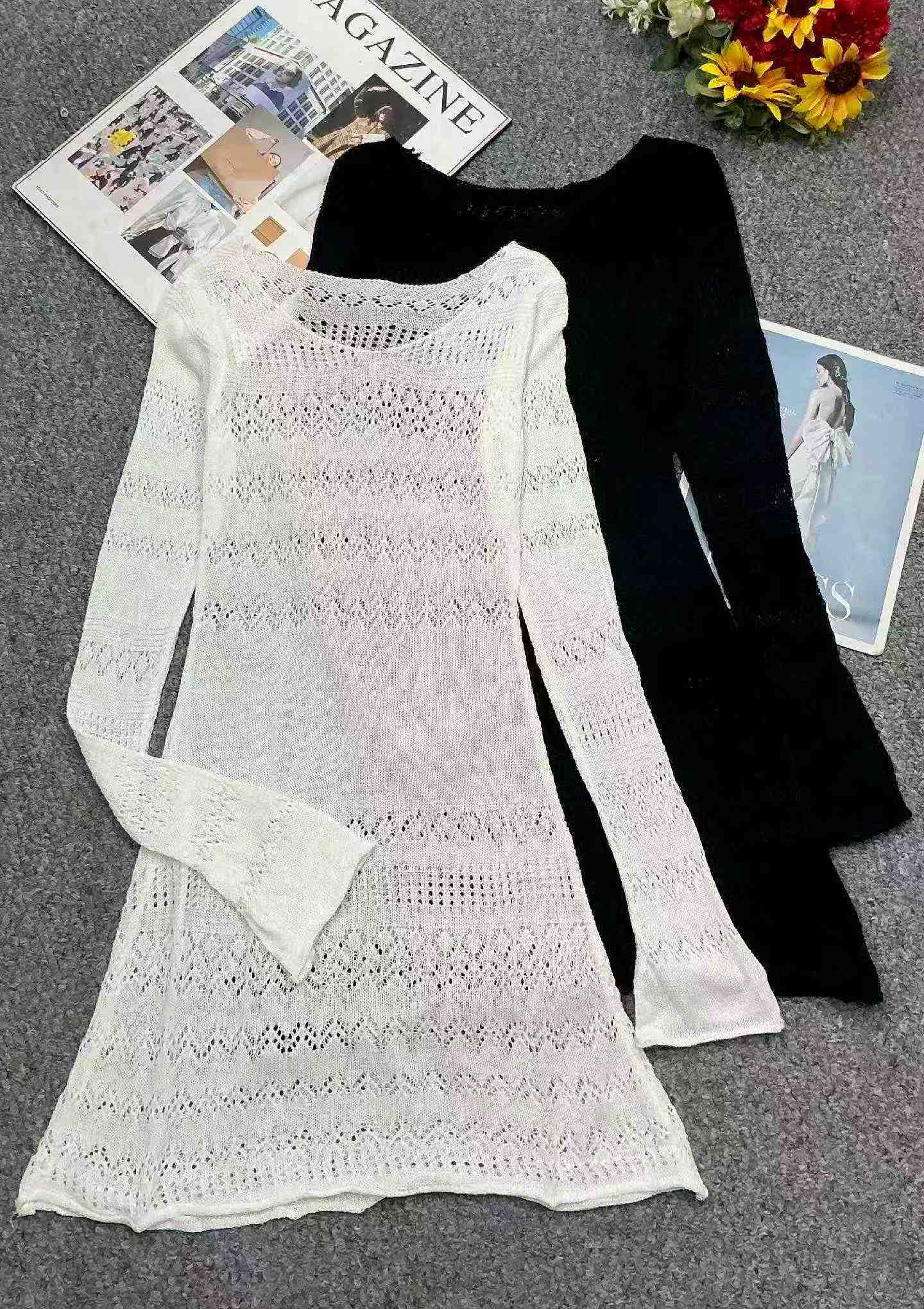 Spring Summer French Hollow Knit Bodycon Dress 450 Pieces - Image 3