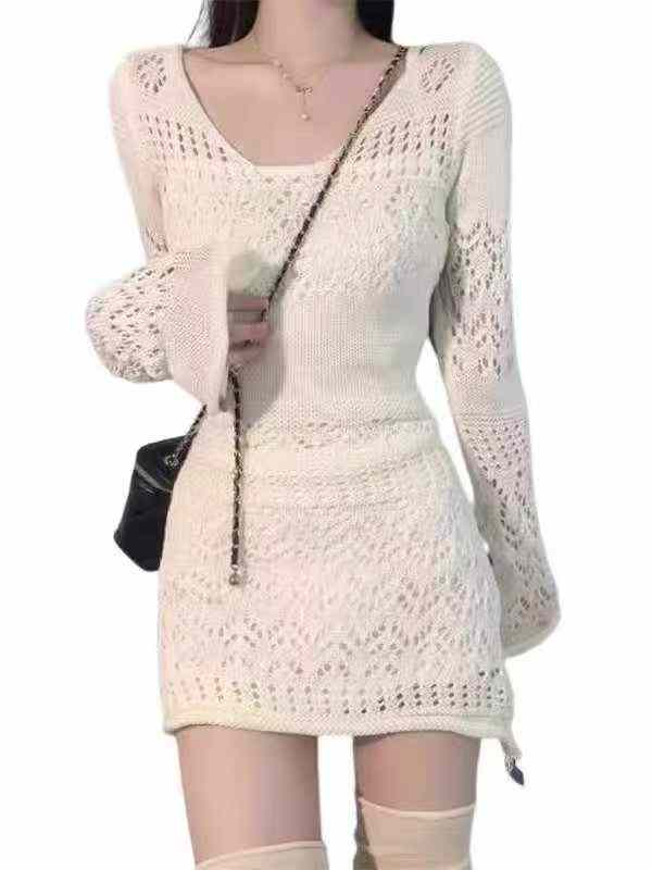 Spring Summer French Hollow Knit Bodycon Dress 450 Pieces - Image 7