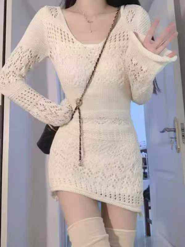 Spring Summer French Hollow Knit Bodycon Dress 450 Pieces - Image 8