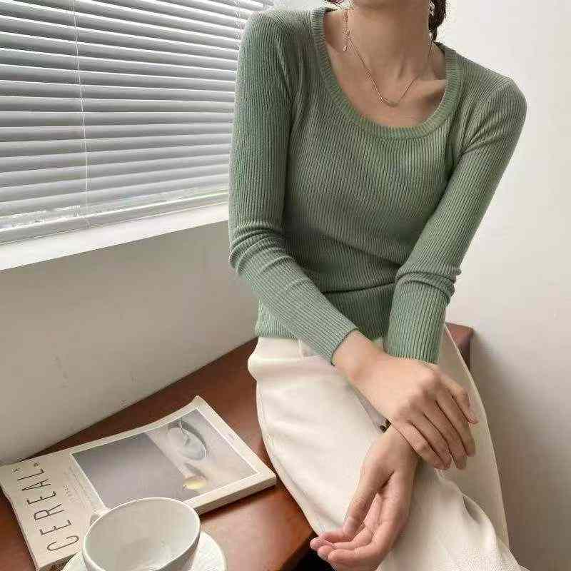Spring New Arrival Brand Original Solid Simple Dopamine Long Sleeve Knit Top, About 780 Pieces - Image 4